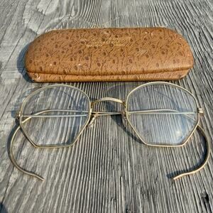 Vintage Shuron Art Deco Octagon Eyeglasses Wire Frames 12K GF 1920s w/case (109)